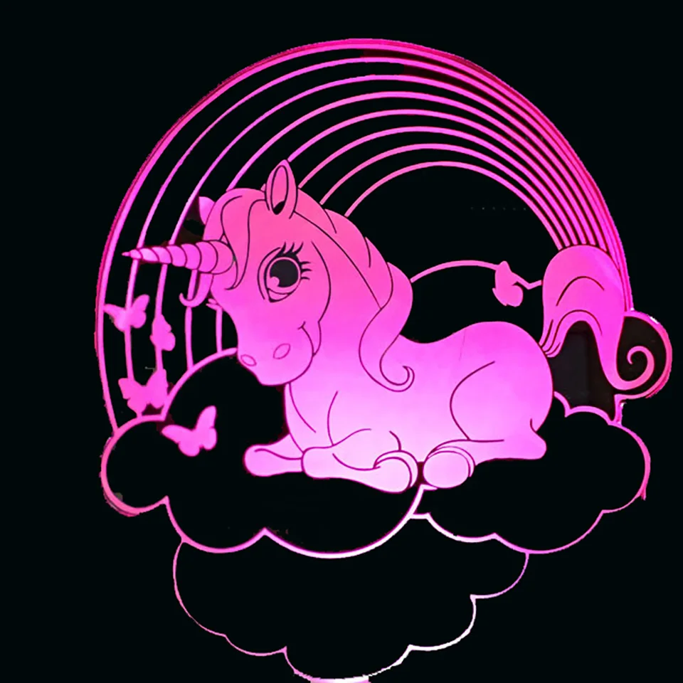 

Unicorn Rainbow LED RGB Night Light 7 Color Change Desk Light 2254 Action Figure PVC Kids Toys Brinquedos Christmas Gift
