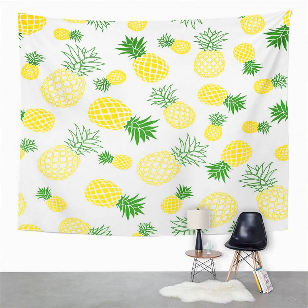 Фруктовый гобелен с желтыми лимонами и зелеными листьями Декор для дома