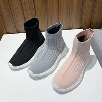 2022 new stretch fabric socks boots women womens shoes breathable knitted high top sports hip hop luxury brand shoes woman
