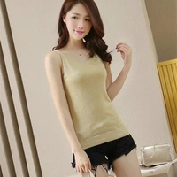 women sexy tank top bright silk sleeveless knitted vest fashion v neck cmais ladies backless casual slim camisole tops