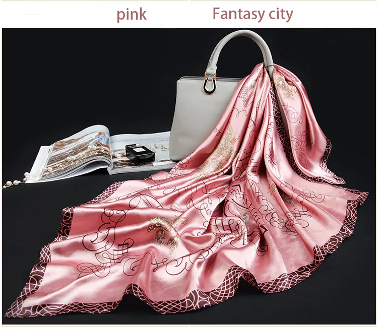 

2020 new big square scarf for women summer silk Stewardess scarf for Mother's Day