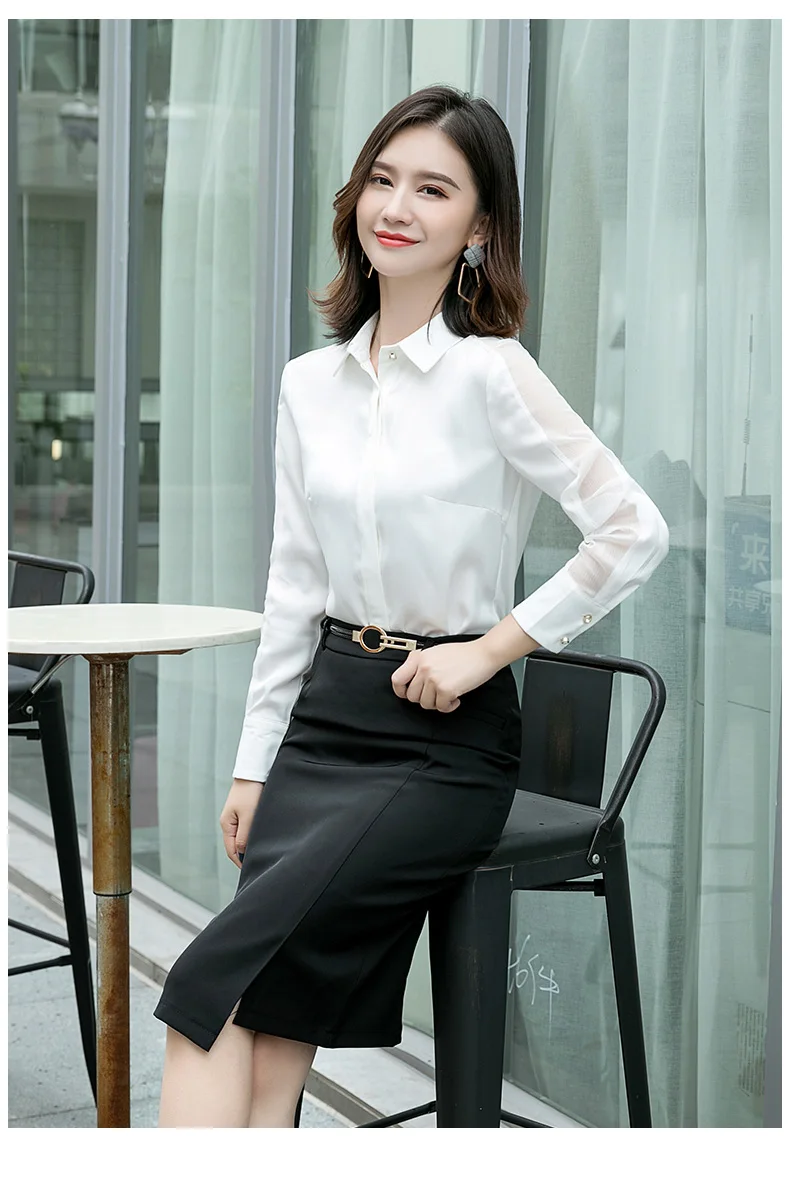 Fashion women shirt Spring autumn New temperament long sleeve formal slim satin blouses office ladies plus size work tops