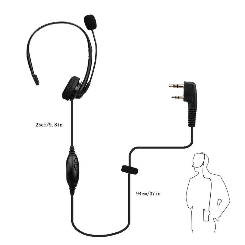 2-контактный микрофон Ptt гарнитура наушники для Kenwood Baofeng Uv5R 888S радио | Электроника