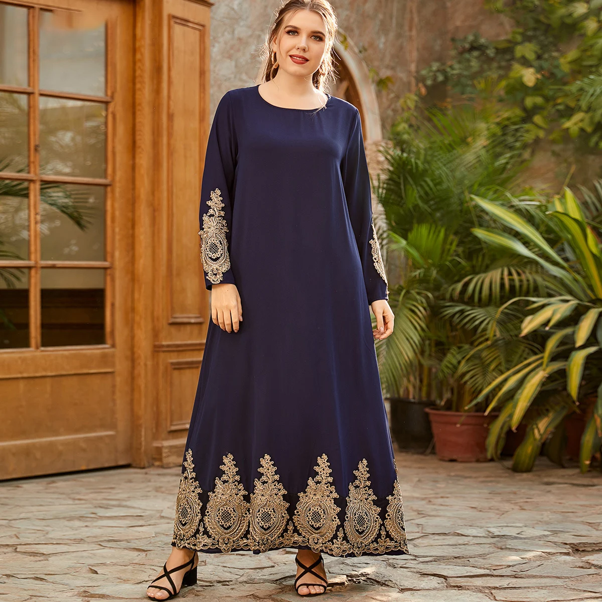 

Длинное платье в стиле ретро с аппликацией пиратского любопытства, шикарное платье с длинным рукавом и широким подолом, мусульманские женс...