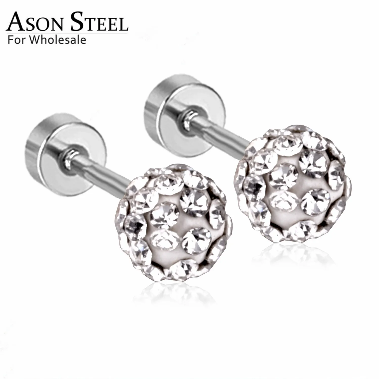 Женские серьги из нержавеющей стали с кристаллами золотистого/серебристого