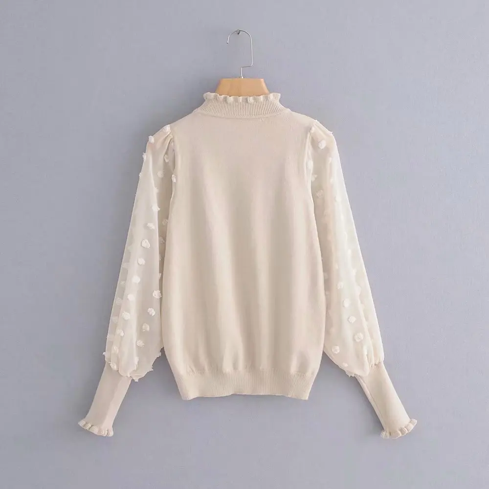 

Women chic black thin sweater patchwork lantern long sleeve turtleneck fashion korean autumn sweater pullovers women sweater