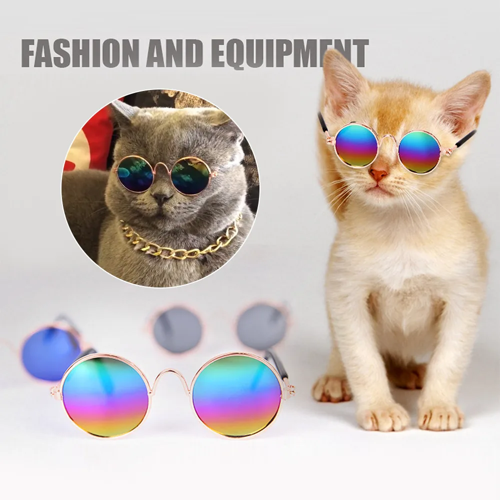 Pet Products Lovely Vintage Round Cat Sunglasses Reflection Eye wear glasses For Small Dog Cat Pet Photos Props Accessories 1pc