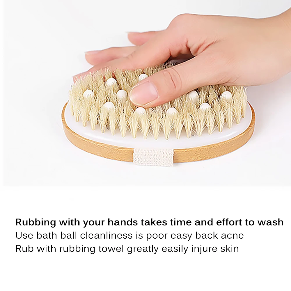 Щетка для тела натуральный кабан щетины органический сухой кожи щетка