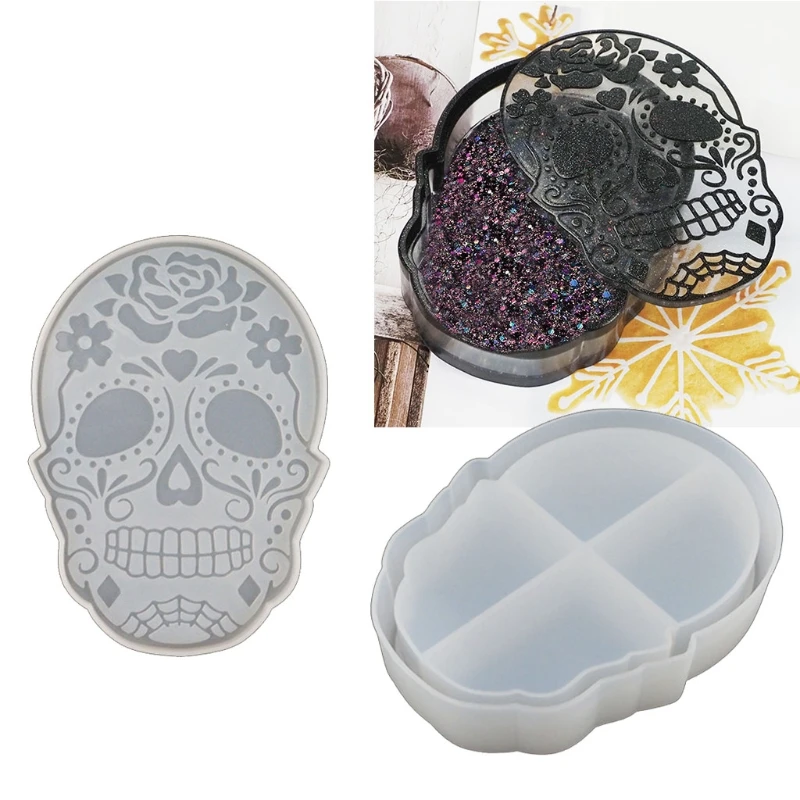 

Halloween Skull Storage Box Mold for Epoxy Resin Casting DIY Jewelry Holder