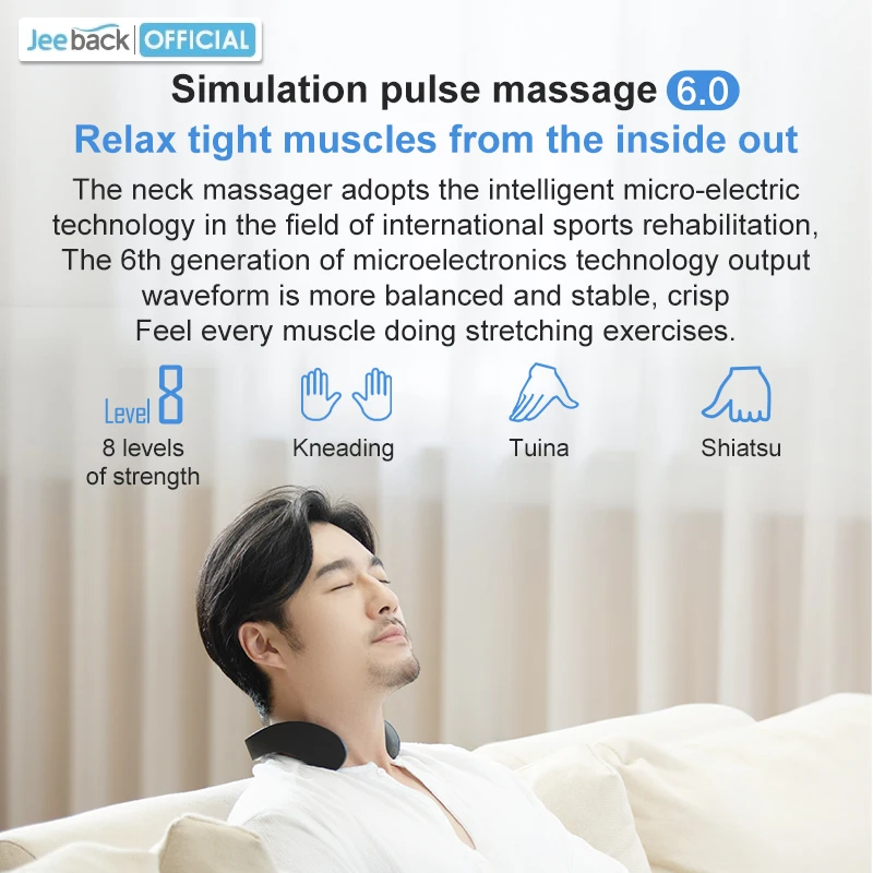 jeeback g5 electric neck massager cervical massager pulse vibration heating massage neck pain relief for health care relaxation free global shipping