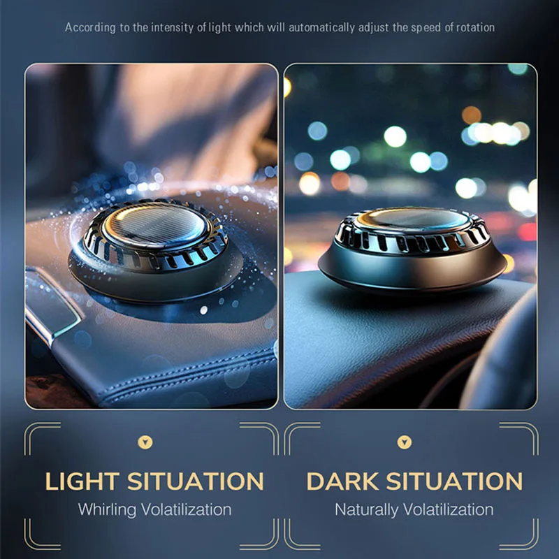 Cafele Solar Car Perfume Light Induce Rotation Flavoring For Cars Accessories Interior Creative Air Freshener Auto Air Purifier