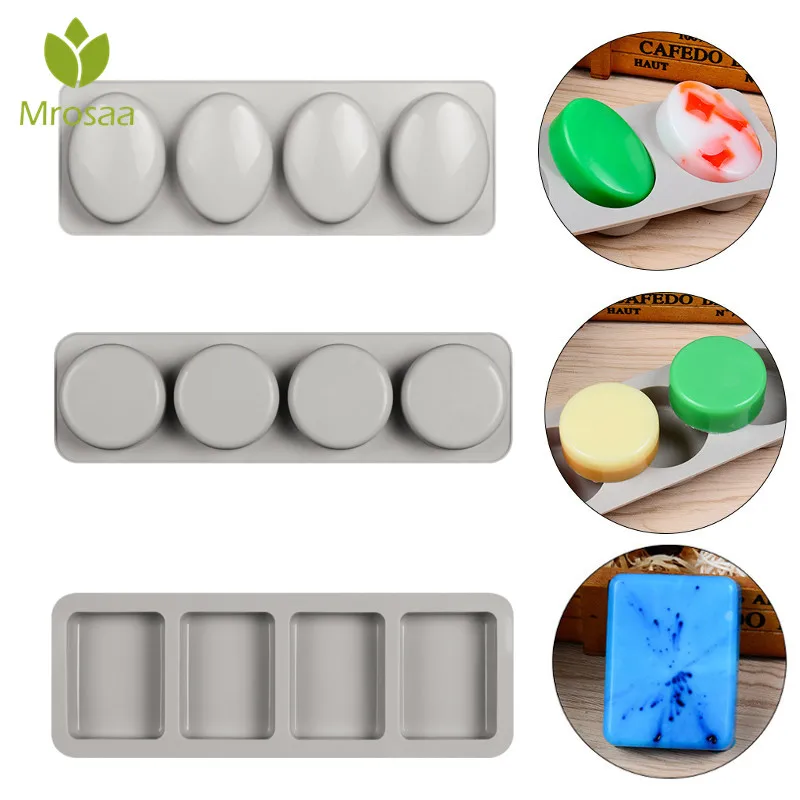 Mrosaa DIY силиконовая форма для мыла 4 отверстия ручной работы формы 3D Овальная