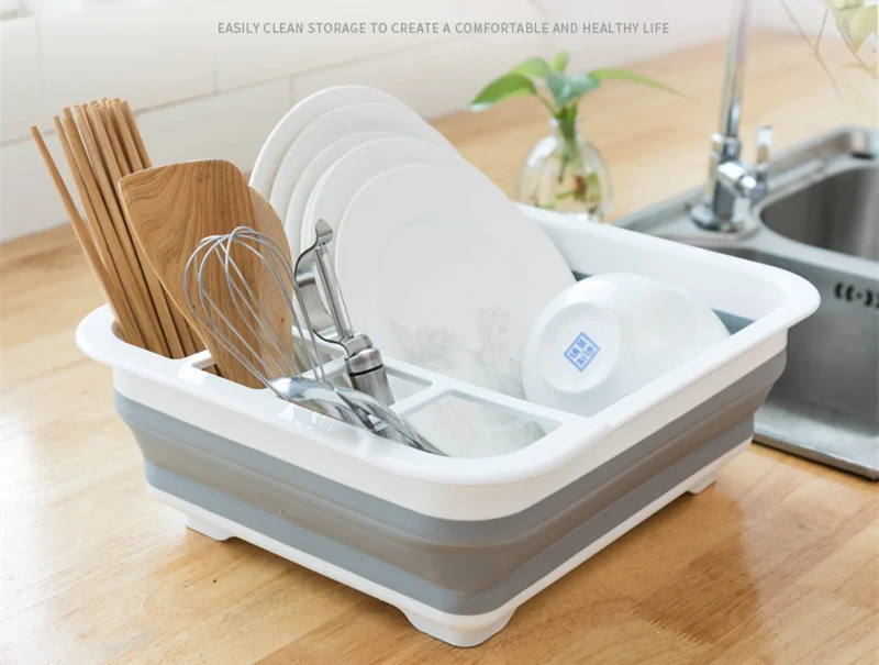 Foldable Dish Rack Kitchen Storage Holder Drainer Bowl Tableware Plate Portable Dinnerware Organizer Drying Home Shelf tool | Дом и сад