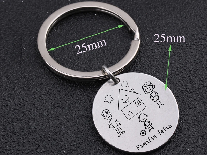 Stick Family Spanish Familia Feliz Keychain Custom Parents and Children Figure Gift for Family House Fashion Simple Bag Charm