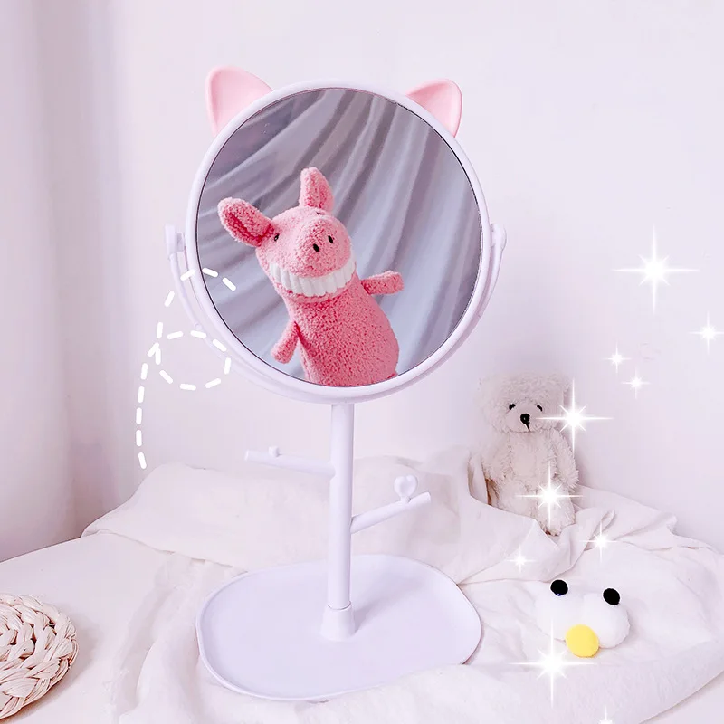 Зеркало для макияжа простое настольное симпатичное зеркало девушек туалетное