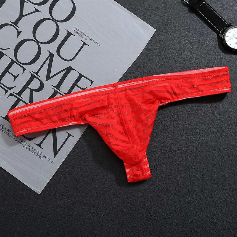 

New Style Men T-Back Transparent Men'S Hollow Out T-Shaped Panties Low Waist Sexy Ultra-Thin Gauze Pocket Knicker Youth