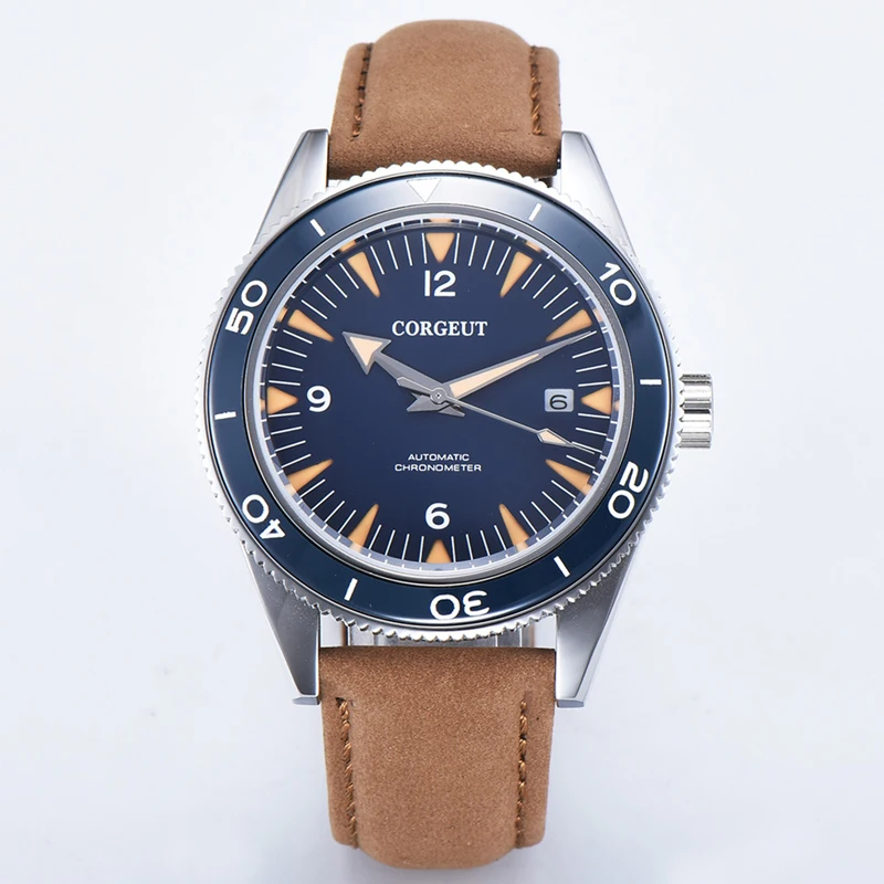 Мужские спортивные водонепроницаемые механические часы с синим циферблатом и