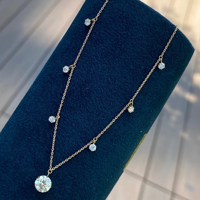 Online Aazuo 100% Collana Girocollo Fata Classica In Oro Bianco 18 Carati Con Diamante Reale 1.0ct Con Catena Dotata Per Donna Catena A Maglie 18 Pollici Au750