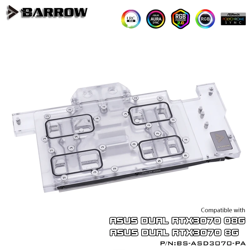 

Barrow water cooler PC GPU cooler with GPU backplate for ASUS DUAL 3070 full cover BS-ASD3070-PA video cards for RGB PC