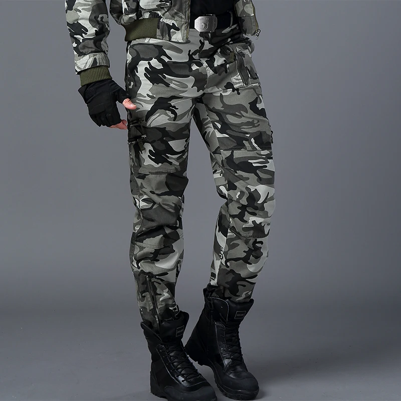 

2020 Camouflage Pants Men's Cargo Pants Casual Loose Multi Many Pocket Military Pants Straight Fit Long Trousers Male Camo Pants