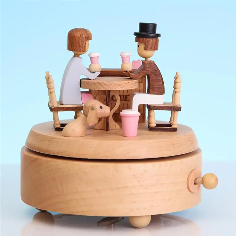

Wooden Music Box Valentines Day Gift Birthday Girlfriend Wife Music Box Desktop Wooden Rotating Musical Box Tabletop Ornament