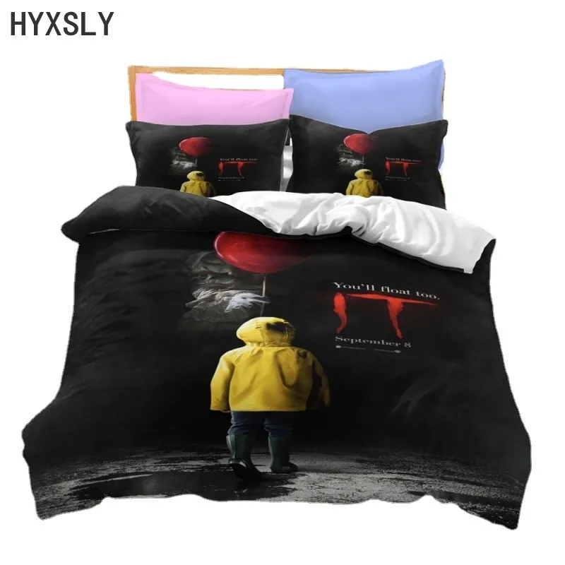 Комплект постельного белья из серии ужасы с изображением клоуна пододеяльник 3D