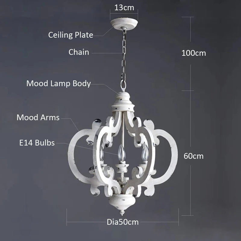 

BIBOTE Винтажная деревянная люстра 50 см