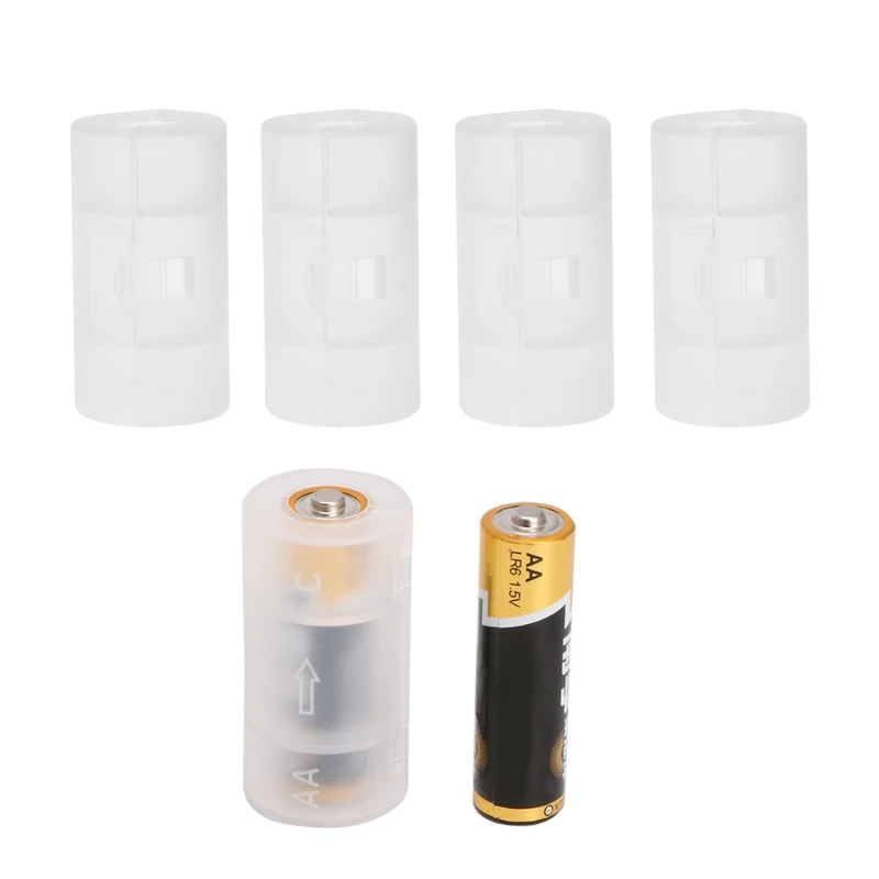 

Translucent AA To C Size Cell Battery Converter Adaptor Holder Case Shell Cover M5TE