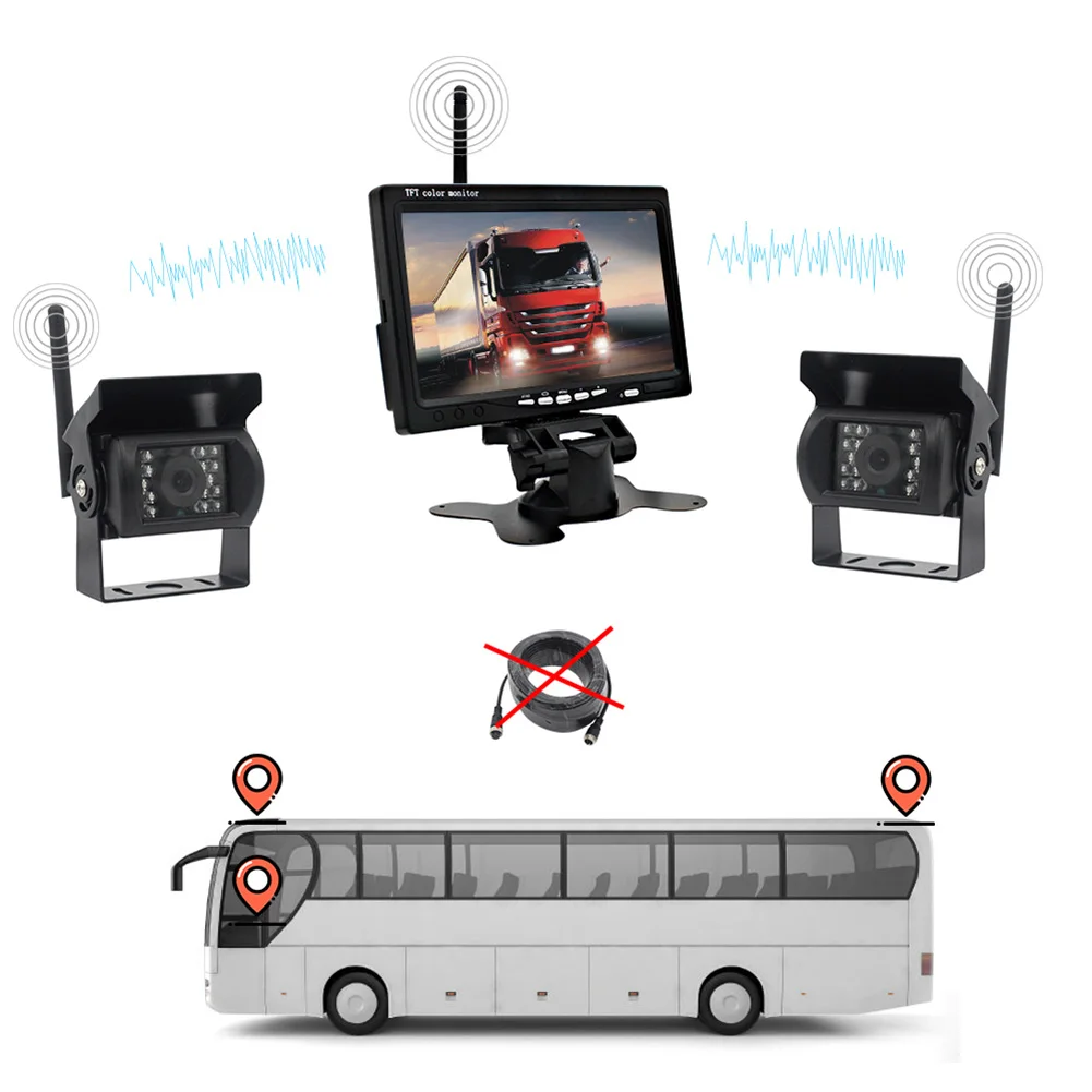

Bus Wireless Monitor 7 inch LCD Truck with 2 Reverse Parking Rear View Cameras for Unique Parts Portable Car Ornaments