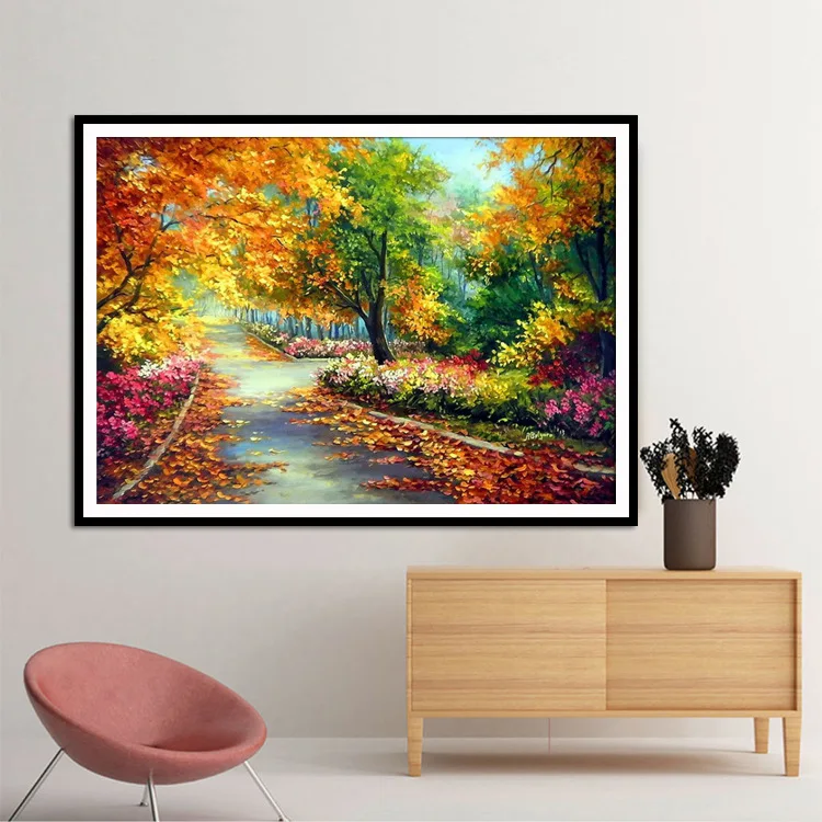 

Scenic Maple DIY Craft Diamond Embroidery Set For Decoration Round Diamond Painting Full Drill AB Rhinestones Square Poured Glue