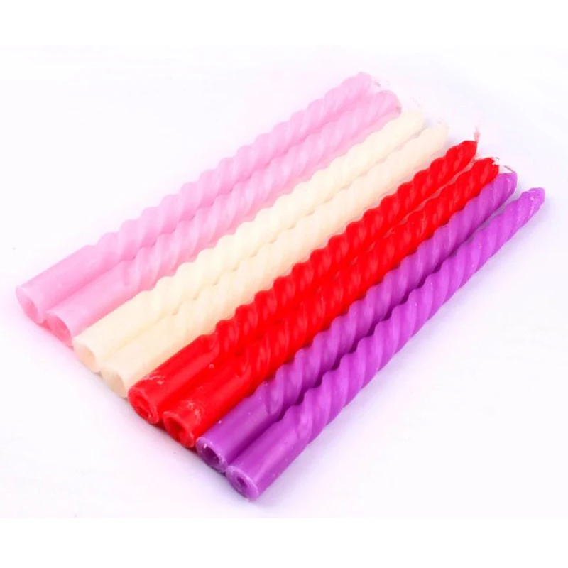 12 шт конусные скрученные бездымные резьбовые свечи спиральные длинные воск для