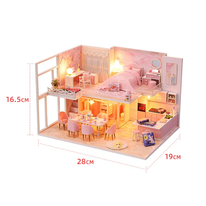 Newly DIY Miniature Doll House Kit Mini Toy Manual Creatives with Dust Proof Cover For Kids Adults | Дом и сад