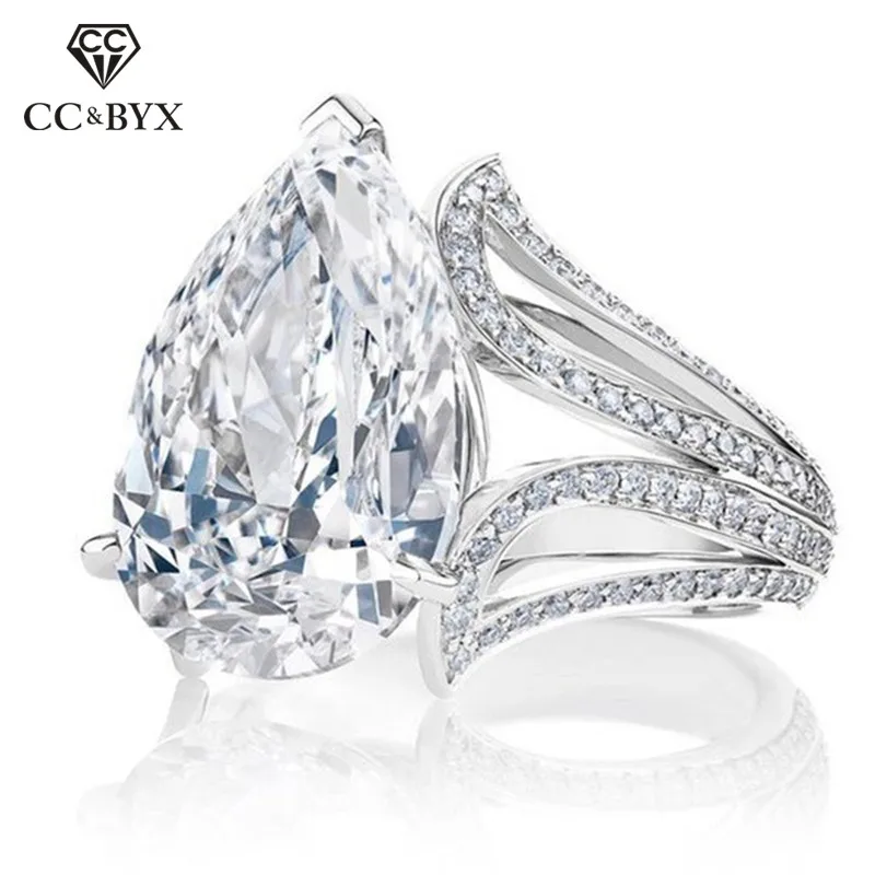 Кольца СС в форме груши для женщин креативное обручальное кольцо с фианитом