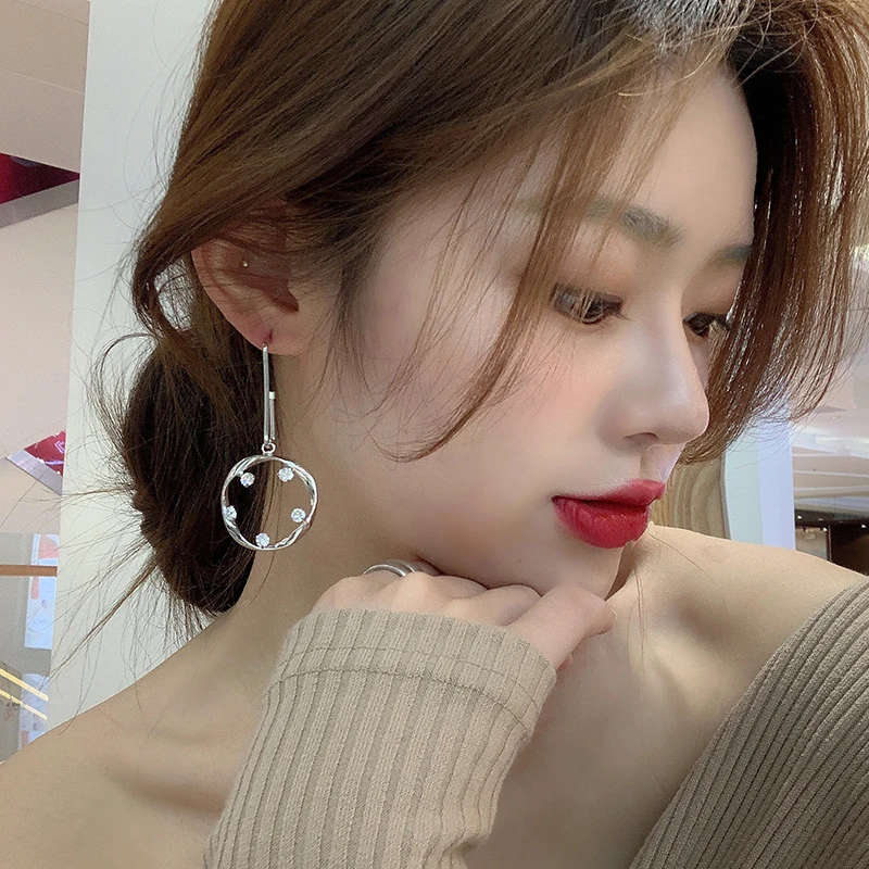 Дизайнерские геометрические круглые серьги кольца корейские Изящные Онлайн