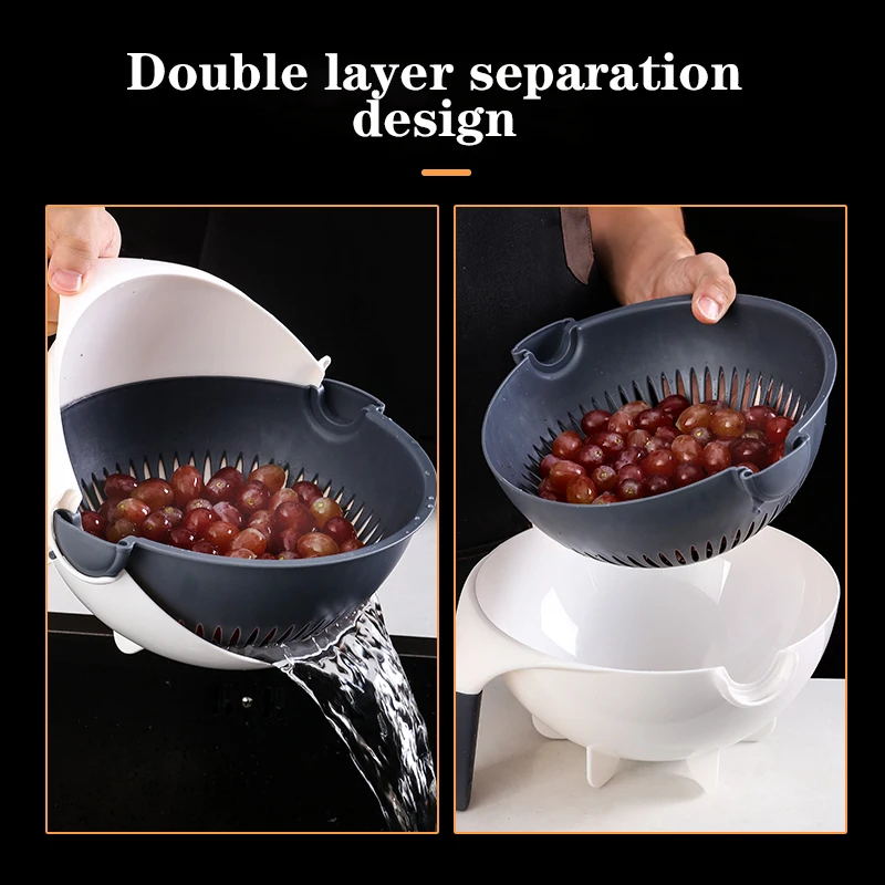 Волшебная многофункциональная вращающаяся овощерезка с сливной корзиной