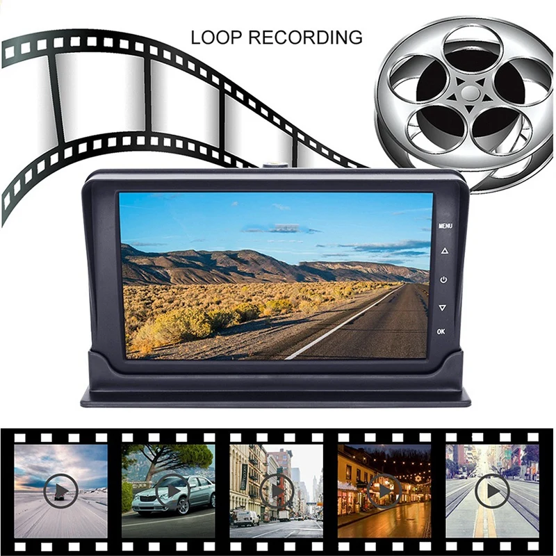 1080P HD автомобильный Грузовик автобусная камера s DVR Двойная Даш запись 7 дюймов 12 35
