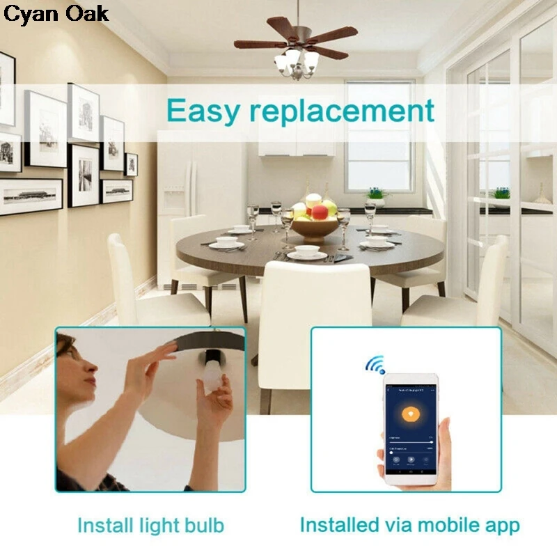 

WiFi Smart Bulbs Siri Voice Control Google Assistant LED Smart Light Bulb equivalent Indoor Lighting Neon Changing Lamp