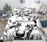 dogs duvet cover set black and white dogs bedding kids boys girls animal quilt cover queen home textiles 3pcs king dropship