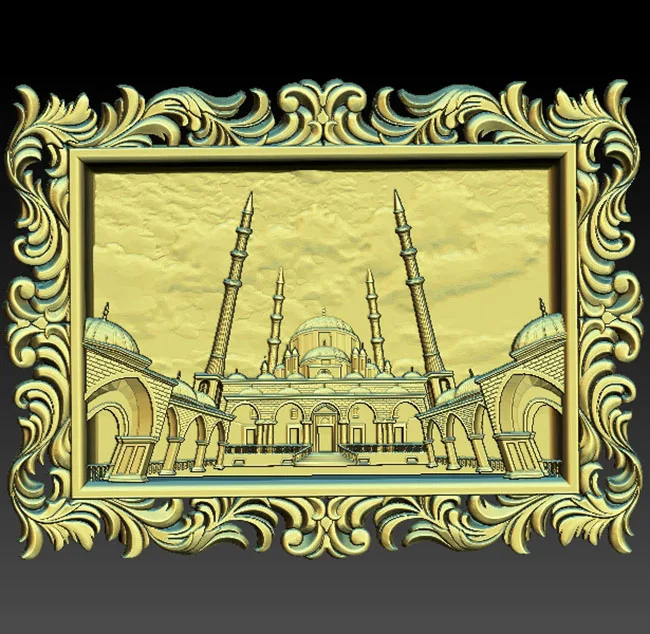 Рельефная модель STL Тадж Махал для фрезерного станка с ЧПУ рамка художественный 3D