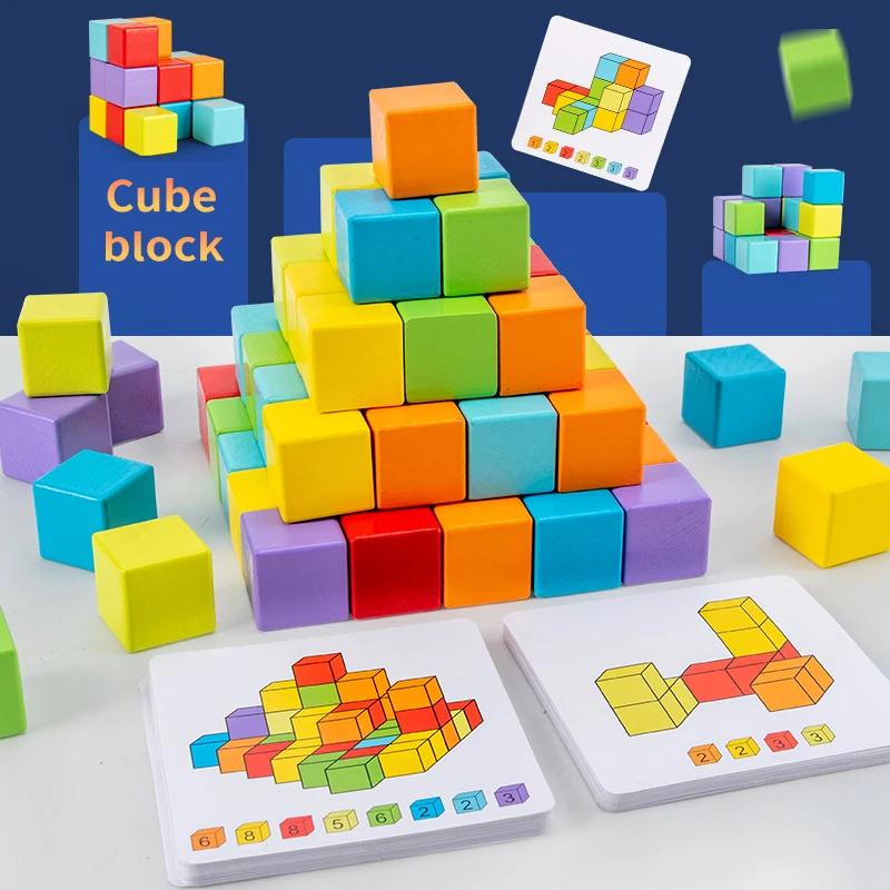 

Children's Cube Block Building Block Puzzle Space Three-dimensional Thinking Training Toy Square Volume Block Math Teaching Aid