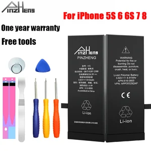 pinzheng mobile phone battery for iphone 6s 6 7 8 5s battery real capacity replacement bateria with repair tools kit free global shipping