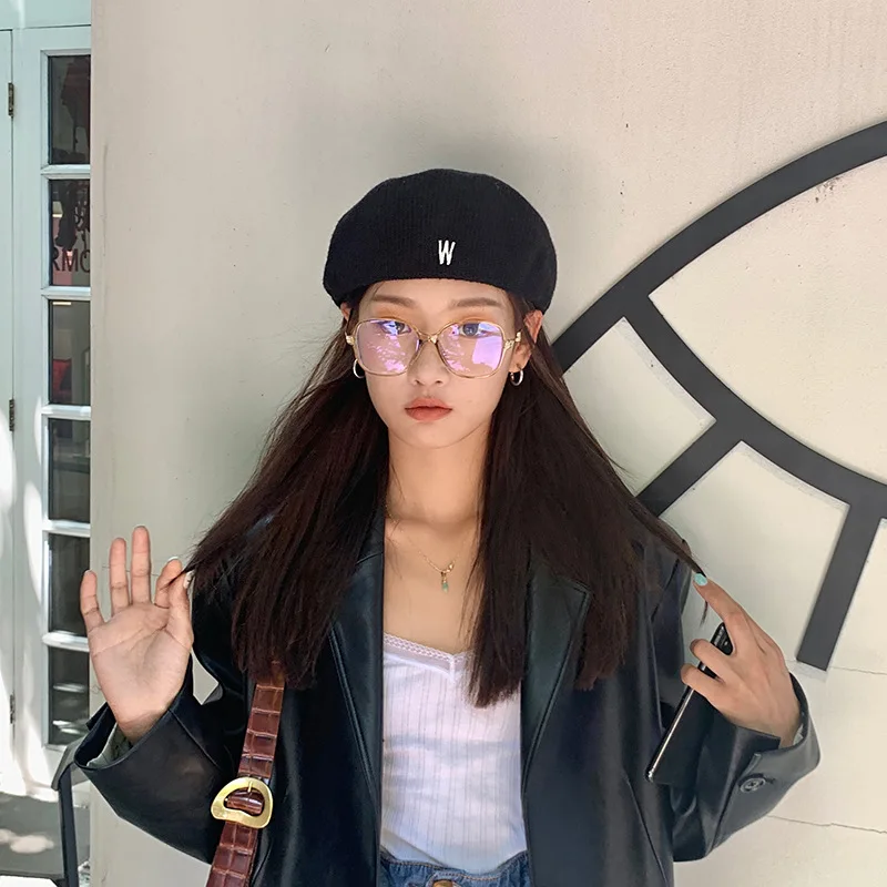 Берет шерстяной Женский Осенняя шапочка-бини однотонный винтажный | Аксессуары