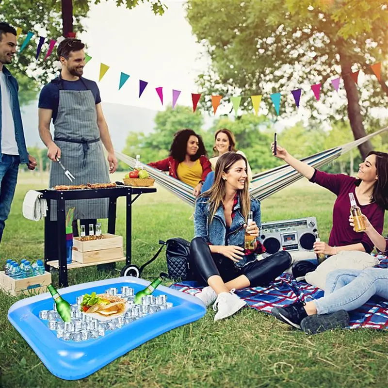 

4Pcs Inflatable Ice Serving Bars Coolers Ice Food Server Trays (Transparent)