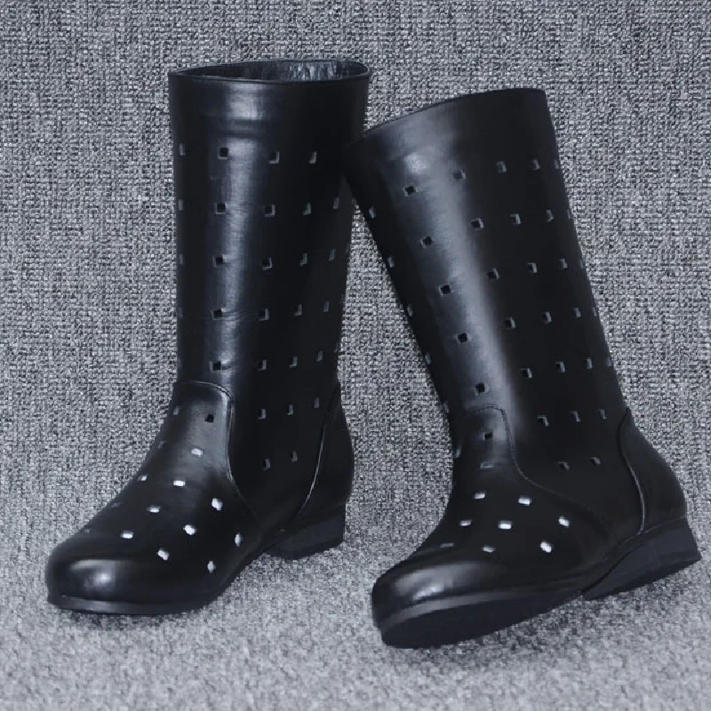 Женские Простые дышащие полусапожки из кожи с натуральным лицевым покрытием