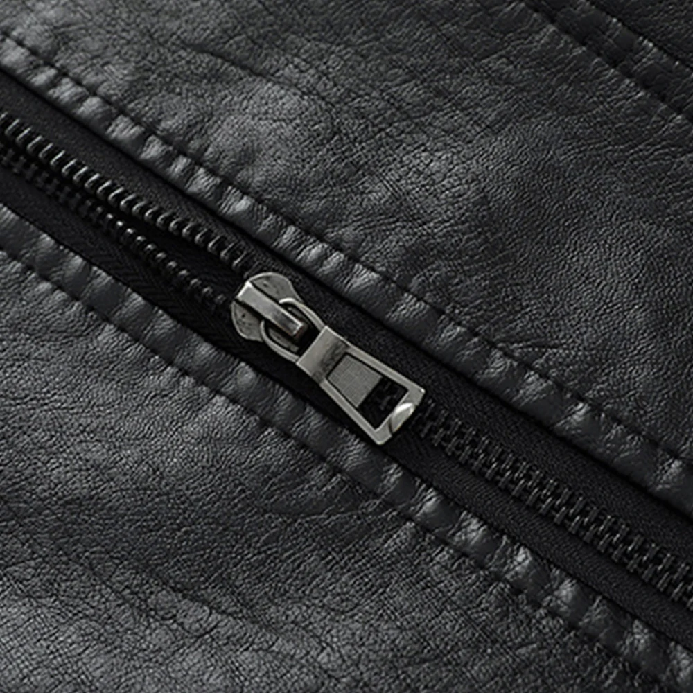 

Mens PU Leather Jackets Solid Colors Turn-down Collar Coats Autumn Big Size M-5XL Zippers Khaki Black Wine Red Clothes Male A152