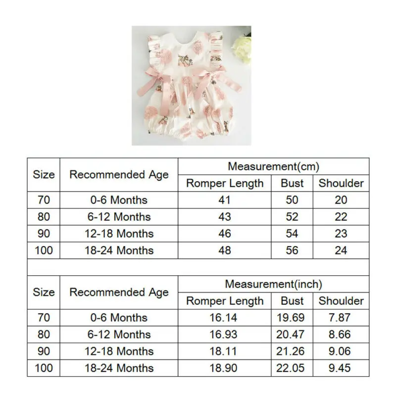 

0-24M Summer Clothing Baby Girl Deer Flower Cotton Soft Romper Girls Jumpsuit Fashion Infant Clothes