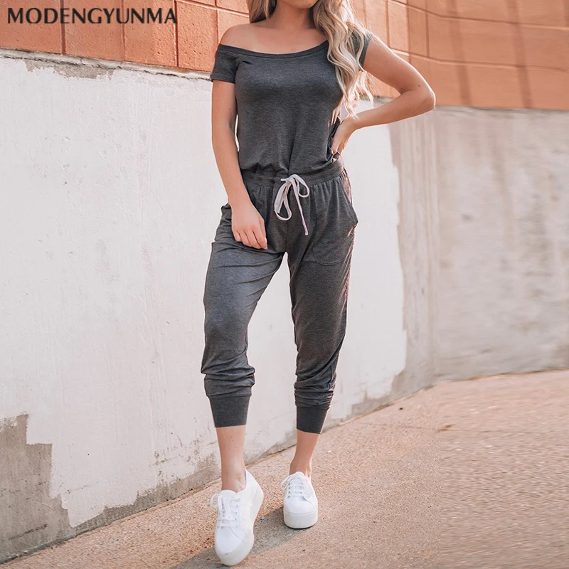 Женский очень удобный однотонный комбинезон Модные свободные брюки на завязках