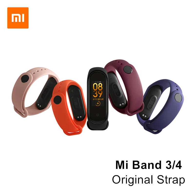 Оригинальный ремешок на запястье Xiaomi Mi Band 4 5 ТПУ Черный Оранжевый Розовый Синий