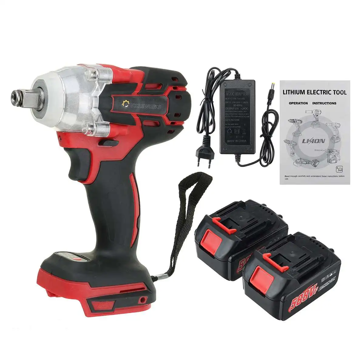 

22800mAh 588VF Brushless Cordless Electric Impact Wrench 1/2 inch Wrench Power Tools Compatible For Makita Rechargeable Battery