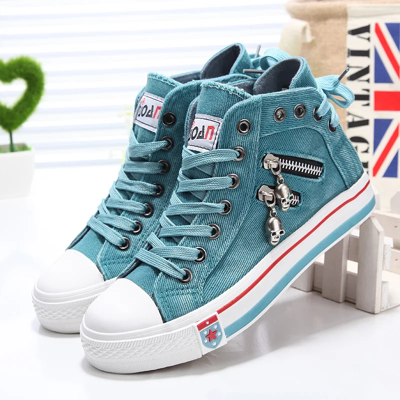 

comemore 2021 Spring Autumn Casual Women Fashion Sneakers Denim Canvas Shoes Trainers Walking Skateboard Lace-up Shoes Femmes